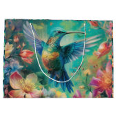 花に囲まれた美しいハミングバード ラージペーパーバッグ (裏面)