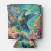 花に囲まれた美しいハミングバード 缶クーラー (裏面)