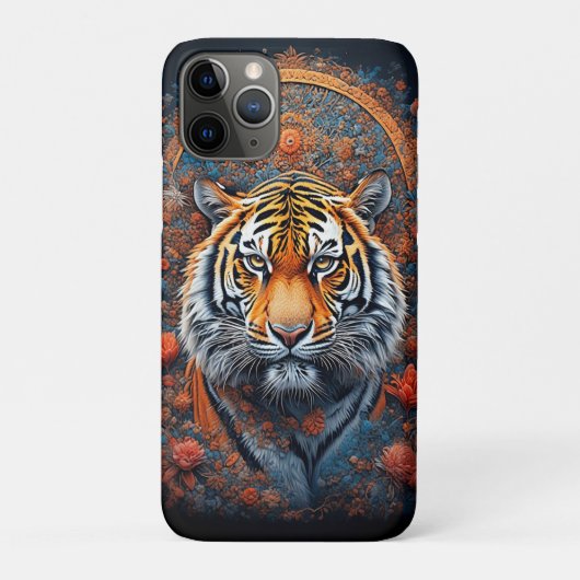花に囲まれた雄大なトラの肖像画 Case-Mate iPhoneケース (裏)