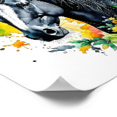 花に囲まれた黒馬パーソナライズされた ポスター (角)