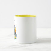 花に囲まれた黒馬パーソナライズされた マグカップ (中央)