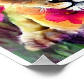 花に囲まれた、かわいいライオンの子 ポスター (角)