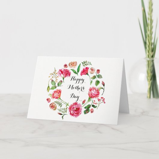 花に囲まれる母の日 カード (正面)