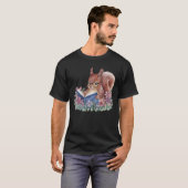 花に囲まれ本を読むリス Tシャツ (正面フル)