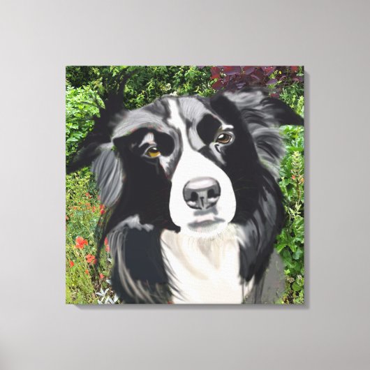 花に対す縁どる白色 キャンバスプリント (正面)