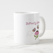 花に接吻している蝶 ジャンボコーヒーマグカップ (正面右)