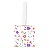 花に模様を付ける キューブオーナメント (正面)