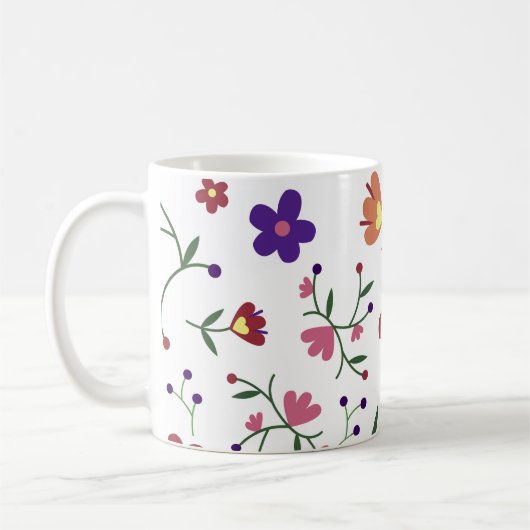 花に模様を付ける コーヒーマグカップ (左)