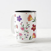 花に模様を付ける ツートーンマグカップ (正面左)