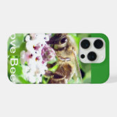 花に止まるミツバチのスマホケース iPhoneケース (裏面横)