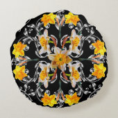 花に水仙のあるバロックスタイルの模様 ラウンドクッション (裏面)