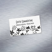 花に水墨四角の名刺 マグネット名刺 (インサイチュ)