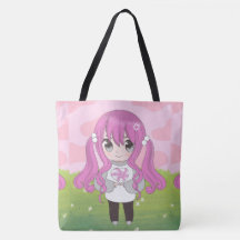 花に満足するアニメの少女