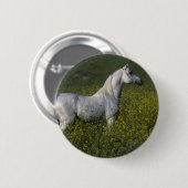 花に立っているアラビアの馬 缶バッジ (正面&裏面)