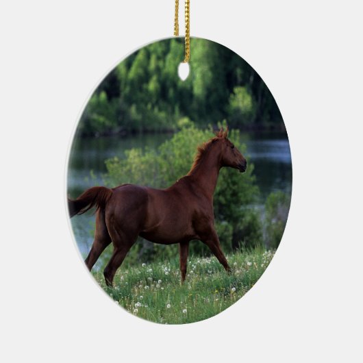花に立っている純血種の馬 セラミックオーナメント (右)
