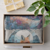 花に立体感のあるキツネ 薄葉紙 (ギフト)