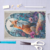 花に立体感のあるキツネ 薄葉紙 (クラフト)