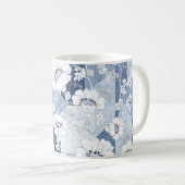 花に継ぎ目のないデニム継ぎはぎ コーヒーマグカップ (正面右)