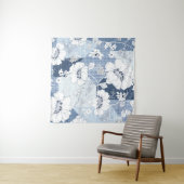 花に継ぎ目のないデニム継ぎはぎ タペストリー (インサイチュ(横))