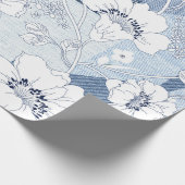 花に継ぎ目のないデニム継ぎはぎ ラッピングペーパー (角)