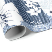 花に継ぎ目のないデニム継ぎはぎ ラッピングペーパー (ロールコーナー)