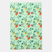 花に色を付けたバラ キッチンタオル (縦)