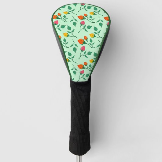 花に色を付けたバラ ゴルフヘッドカバー (正面)
