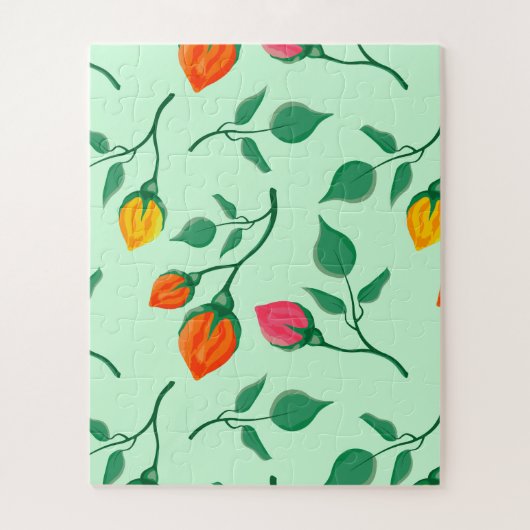 花に色を付けたバラ ジグソーパズル (縦)