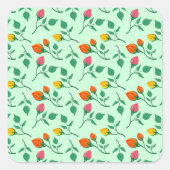 花に色を付けたバラ スクエアシール (正面)