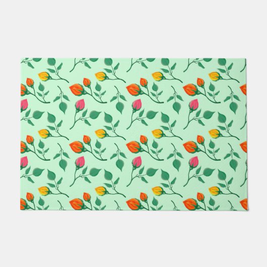 花に色を付けたバラ ドアマット (正面)