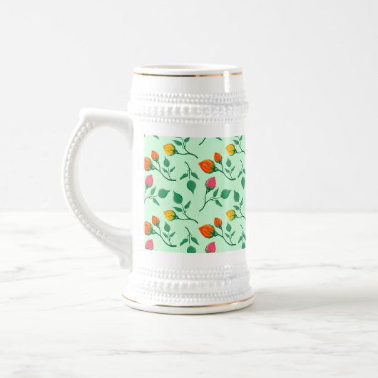 花に色を付けたバラ ビールジョッキ (左)