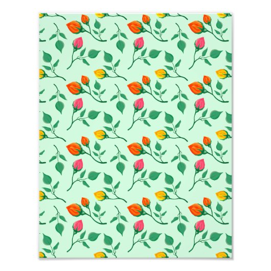 花に色を付けたバラ フォトプリント            (正面)