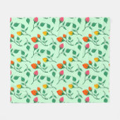 花に色を付けたバラ フリースブランケット (正面(横))