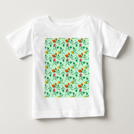花に色を付けたバラ ベビーTシャツ (正面)