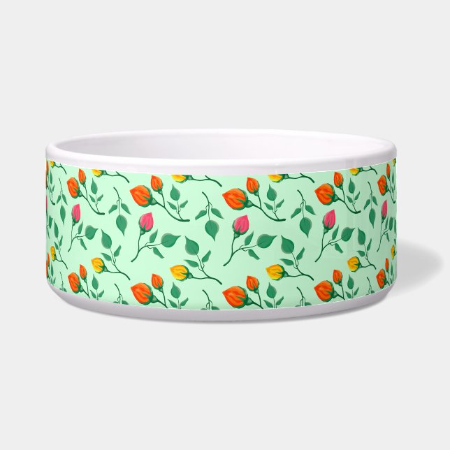 花に色を付けたバラ ボウル (正面)