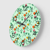 花に色を付けたバラ ラージ壁時計 (傾斜)