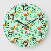 花に色を付けたバラ ラージ壁時計 (正面)