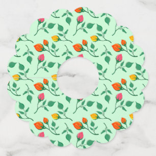 花に色を付けたバラ ワイングラスタグ