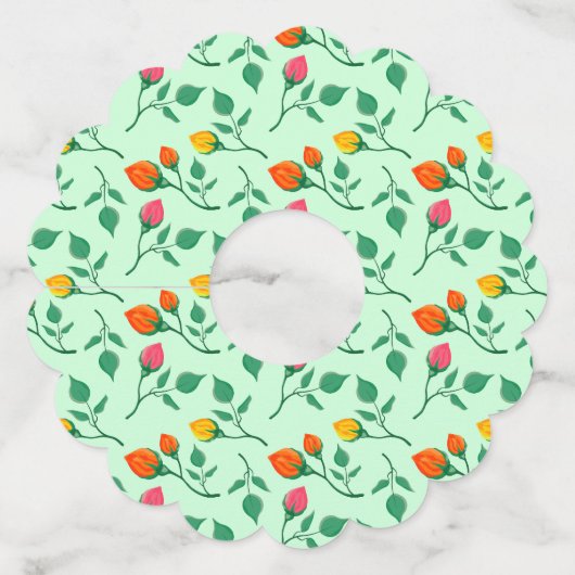 花に色を付けたバラ ワイングラスタグ (正面)