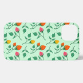 花に色を付けたバラ iPhoneケース (裏面横)