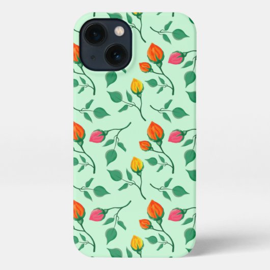 花に色を付けたバラ iPhoneケース (裏面)