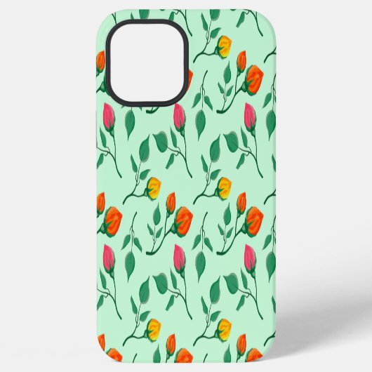 花に色を付けたバラ iPhoneケース (裏面)