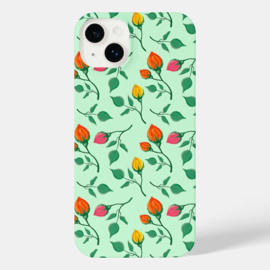 花に色を付けたバラ iPhoneケース (裏面)