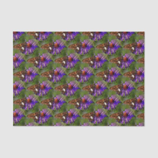 花に蝶の自然アートパターン 薄葉紙 (正面)