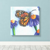 花に蝶キャンバスプリント(12 x 12") キャンバスプリント (インサイチュ (ウッドフロア))