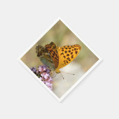 花に銀色の油濁蝶 スタンダードカクテルナプキン (角)