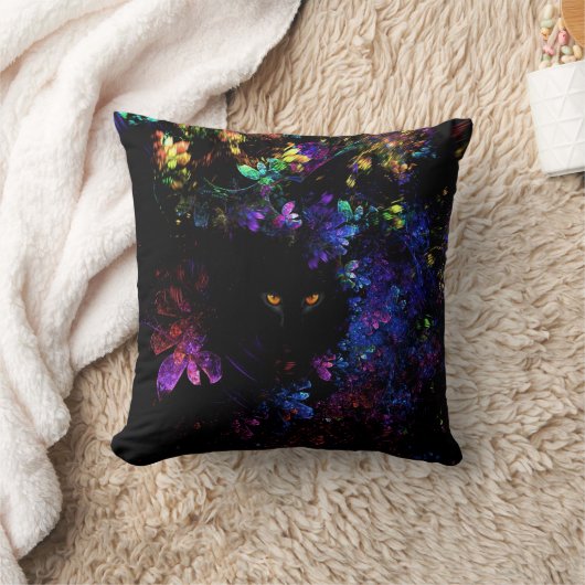 花に隠れている猫 クッション (ブランケット)