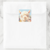 花に隠れるアルパカ スクエアシール (バッグ)