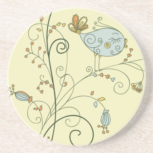 花に雌の青い鳥をスタイ渦巻形のル化 コースター (正面)