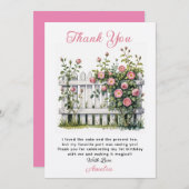 花のありがとうカード　1歳の誕生日 招待状 (正面/裏面)